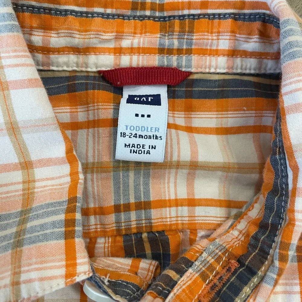 Baby Gap boys‎ fall colored plaid button up shirt size 18-24 months